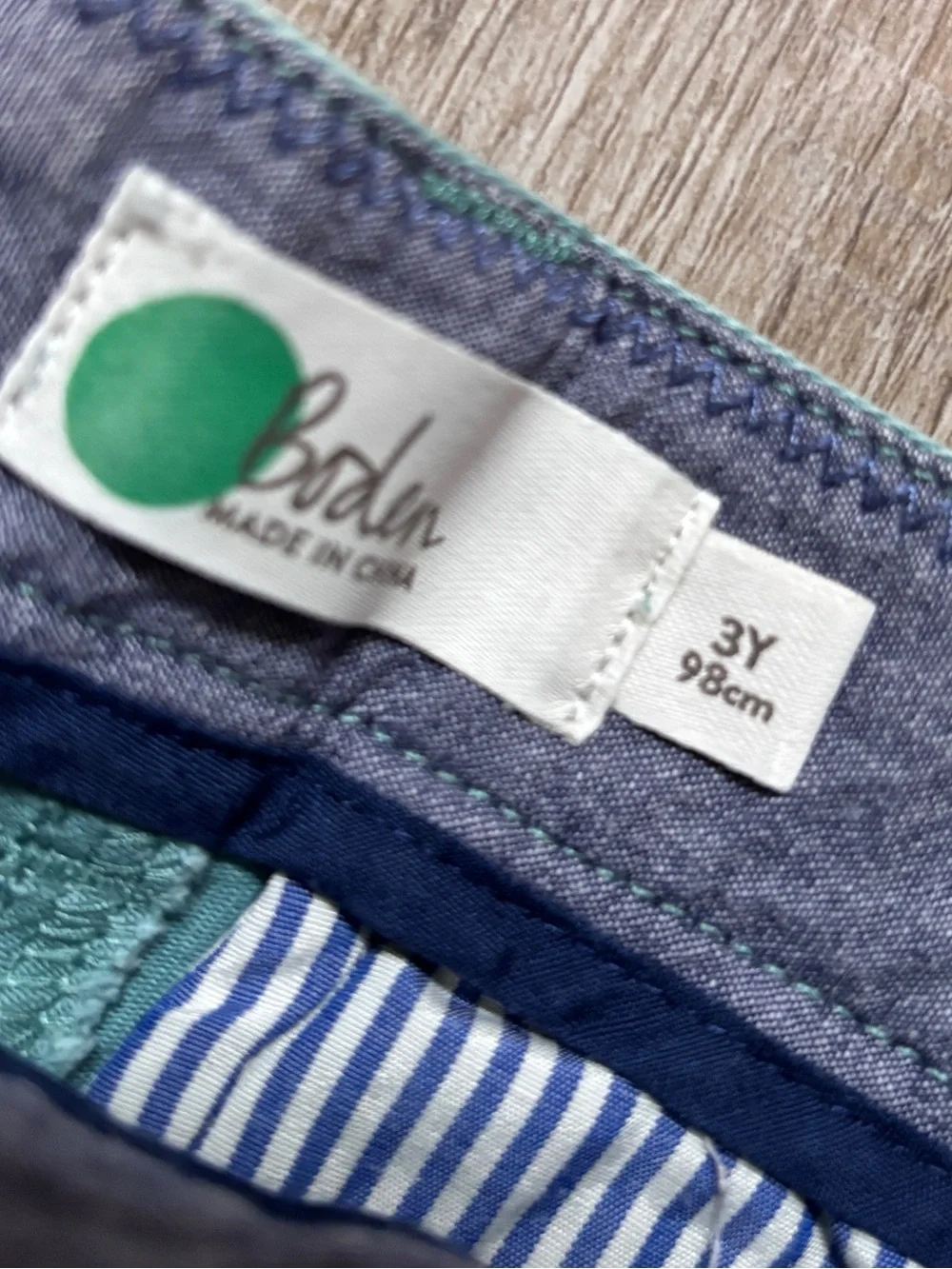 Mini Boden Boys Cactus Print Chino Shorts Teal Green Size 3T Preppy Summer 3 Yrs